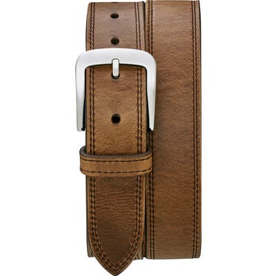 Shinola Double Stitch Leather Belt
