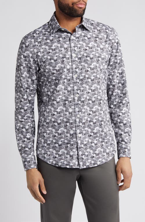 Bugatchi James OoohCotton Fish Print Button-Up Shirt Zinc at Nordstrom,