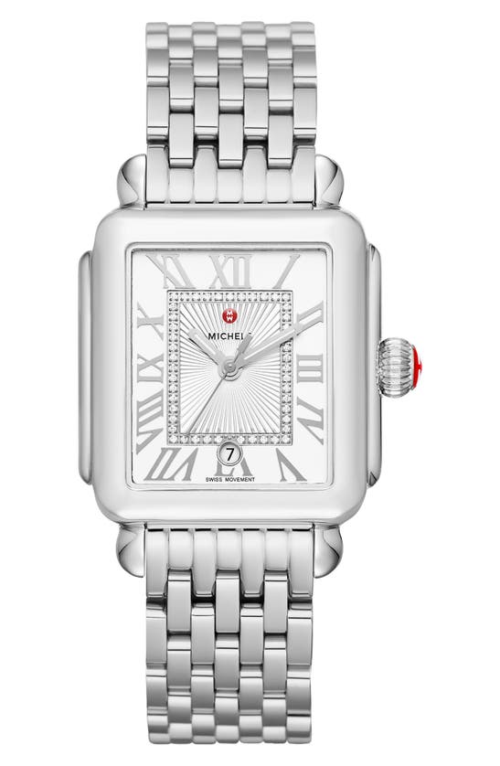 MICHELE MICHELE DECO MADISON DIAMOND DIAL BRACELET WATCH, 33MM