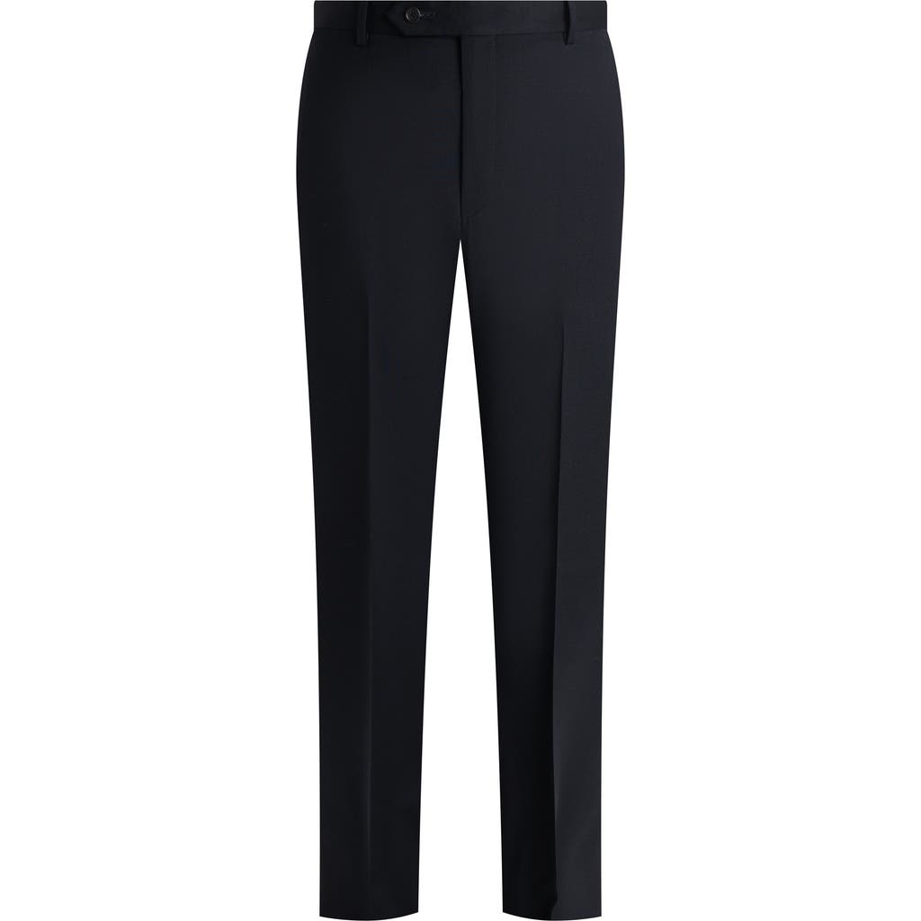 Samuelsohn Flat Front Straight Leg Wool Dress Pants In Navy