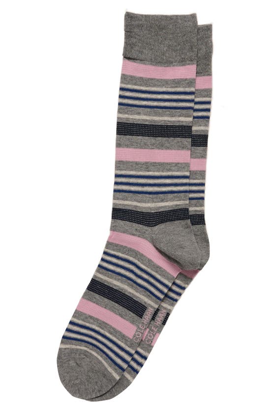 Shop Cole Haan Textured Birds Eye Stripe Crew Socks In Medium Grey Heather