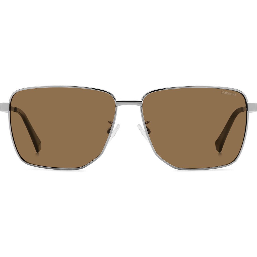 Polaroid 62mm Polarized Oversize Square Sunglasses In Brown
