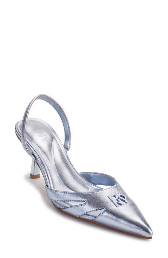 Shop Dkny Glorianna Slingback Pointed Toe Pump In Metallic Blue