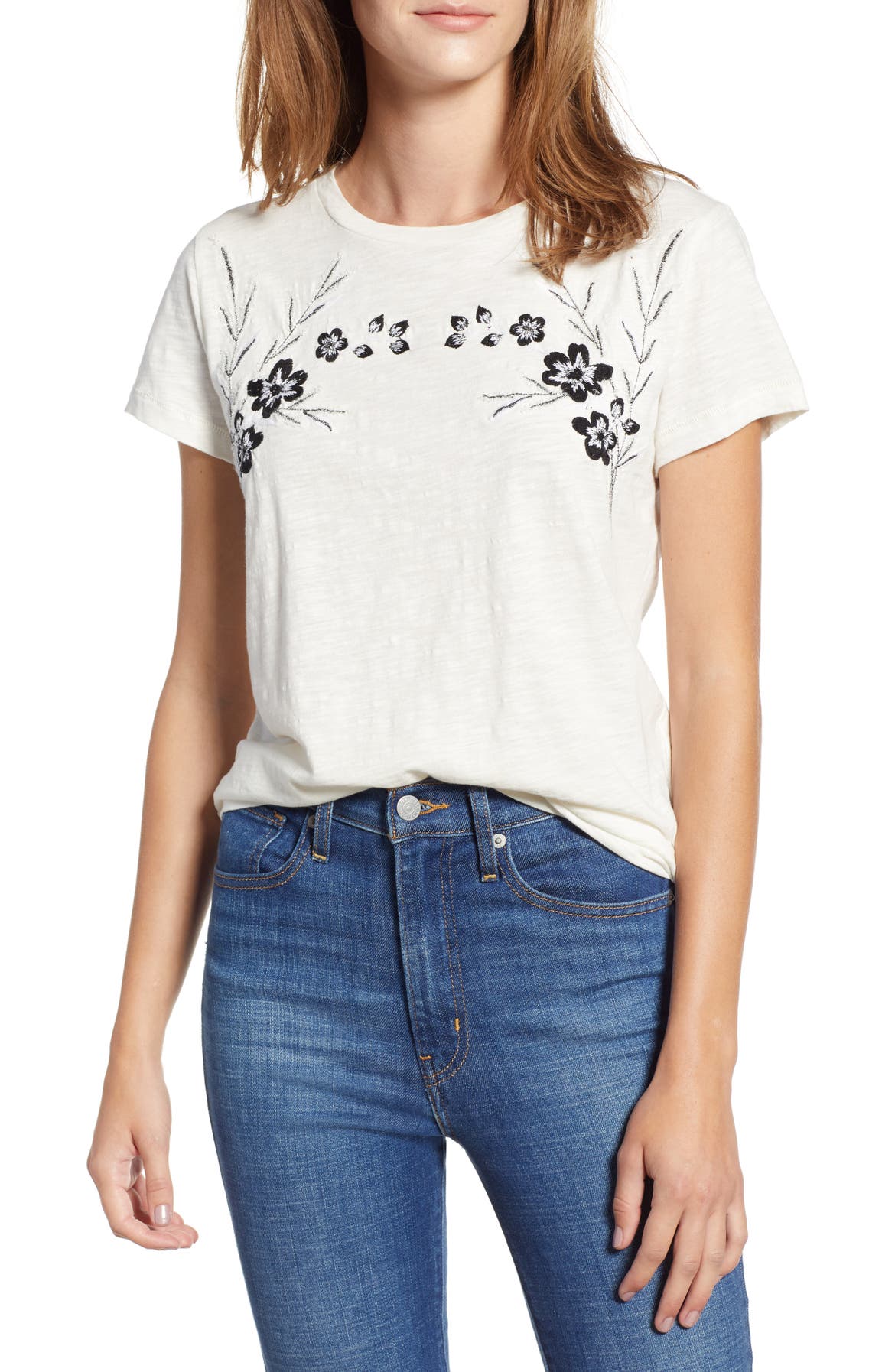 Lucky Brand Floral Embroidered Tee | Nordstrom