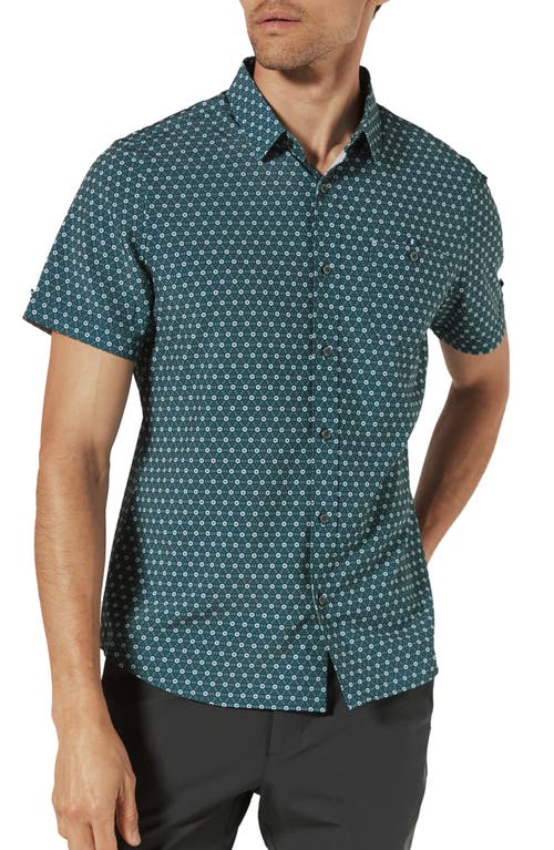 Shop 7 Diamonds Morgan Short Sleeve Performance Button-up Shirt In Dark Teal