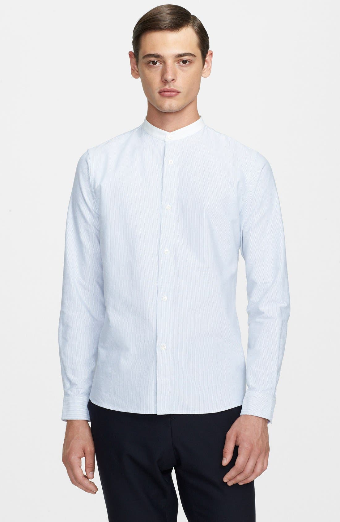 A.P.C. Extra Trim Fit Band Collar Oxford Woven Shirt Nordstrom