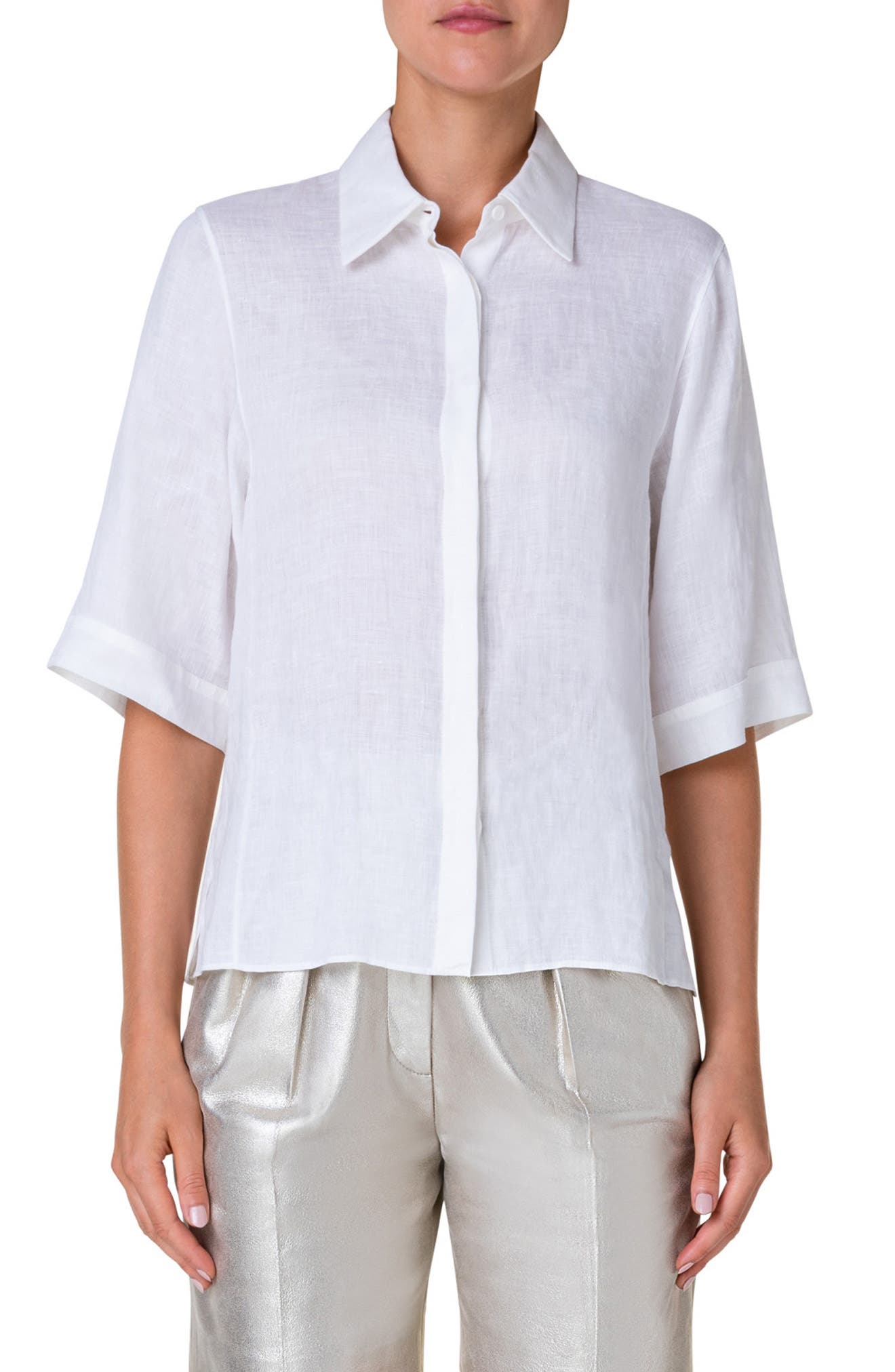 Akris Boxy Linen Voile Blouse Nordstrom