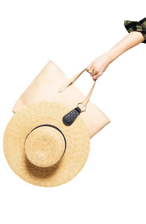 Lindsay Albanese Toptote Leather Hat Holder In Black/brushed Gold