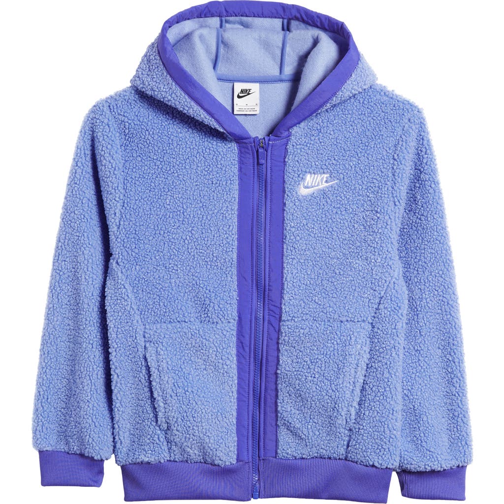 Nike Kids' Sportswear Club Texured Fleece Zip-up Hoodie In Polar/blue Joy/white