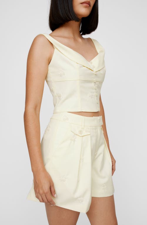 Shop Nasty Gal Cherry Embroidered Crop Tank In Lemon