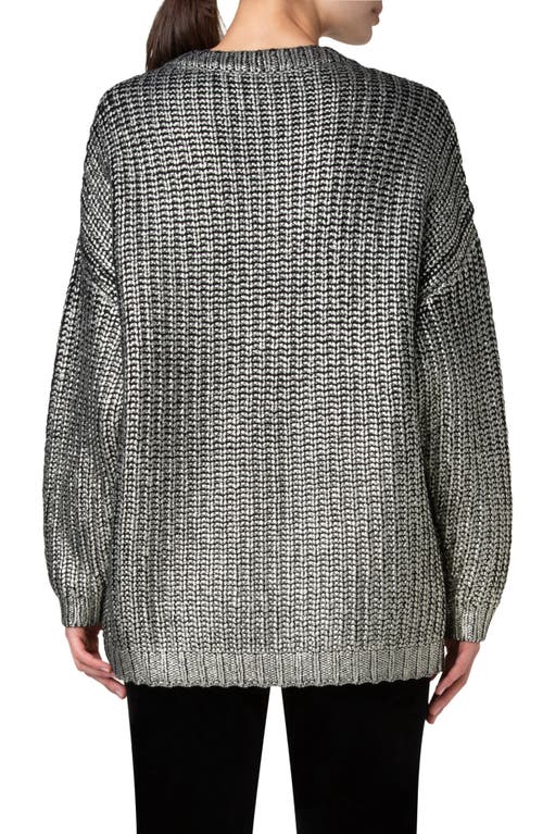 Akris Punto Oversize Laminated Shaker Stitch Sweater In Black-gold