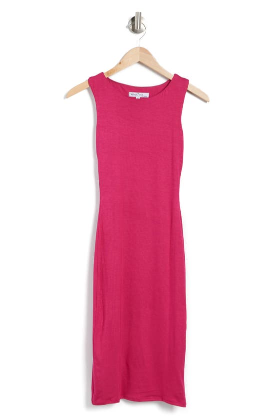 Velvet Torch Racerback Bodycon Midi Dress In Fuschia
