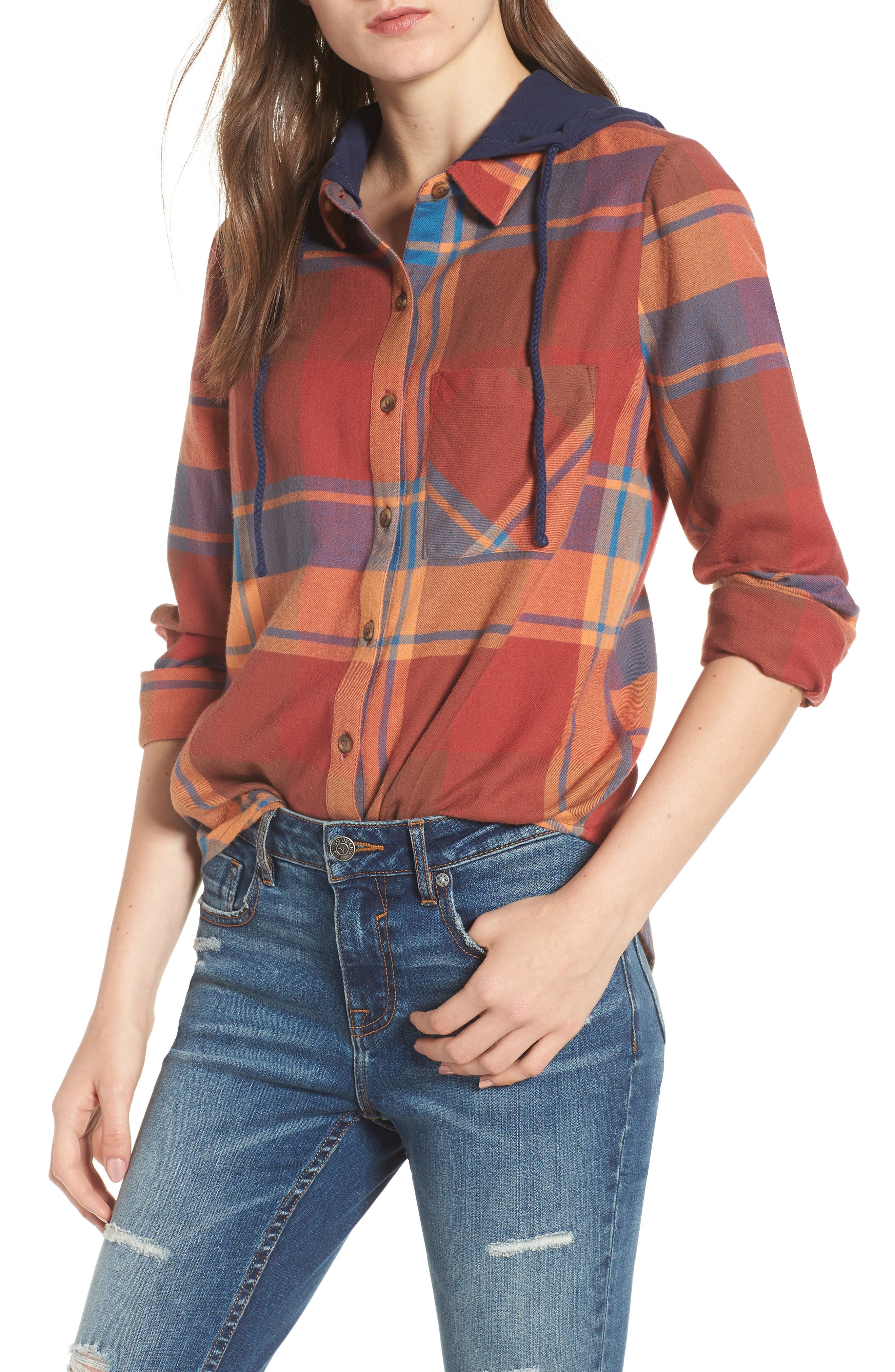 BP. Hooded Plaid Shirt Nordstrom