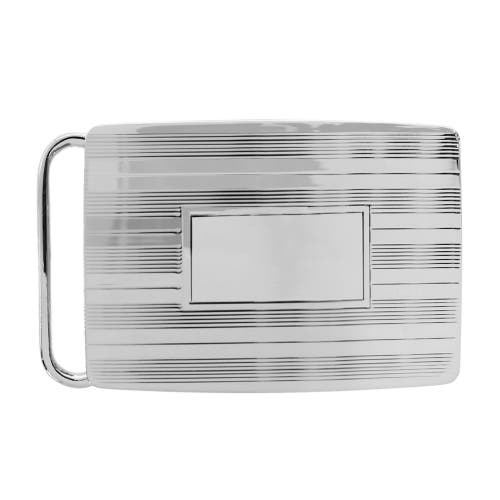 Trafalgar 30mm Engine Turned Rhodium Compression Belt Buckle In Silver