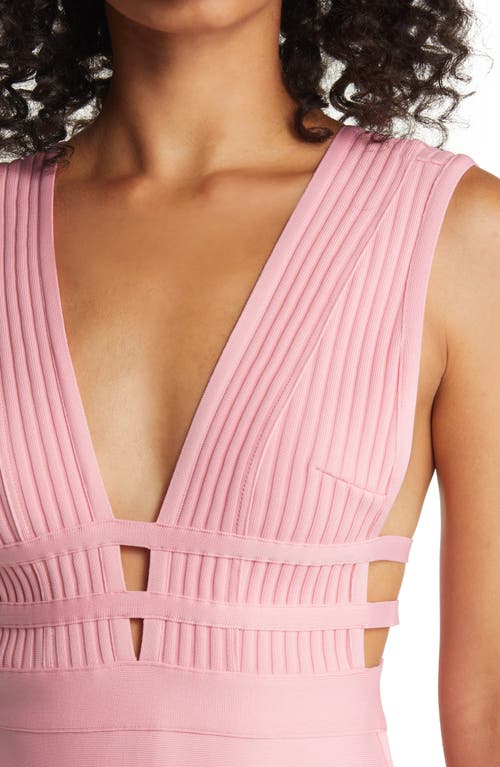 Shop Bebe Plunge Neck Bandage Dress In Hot Pink