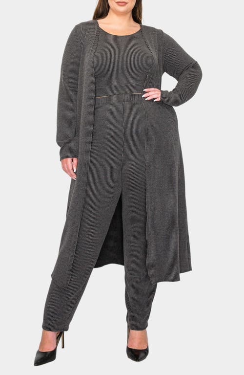 L I V D Luna 3-piece Rib Lounge Set In Black Charcoal