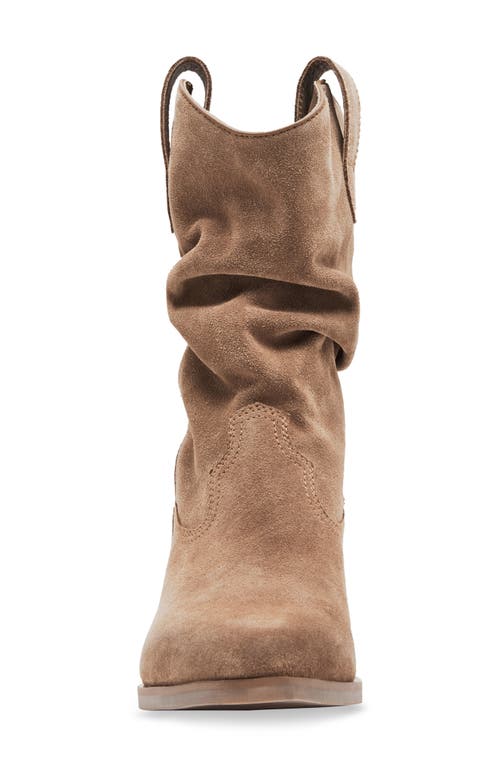 Shop Steve Madden Taos Ruched Western Bootie In Tan Suede