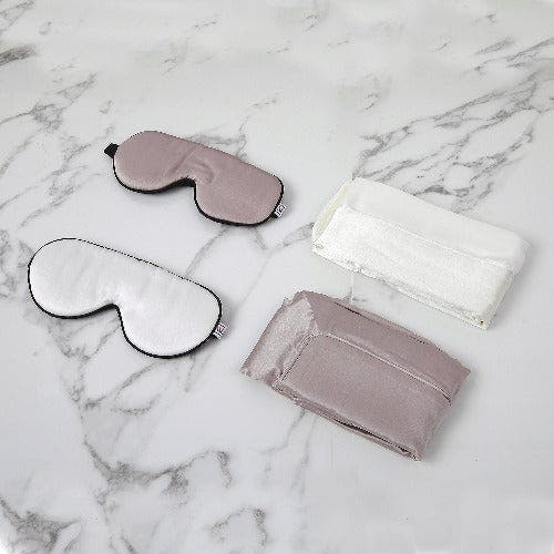 White Lotus Beauty Luxurious 100% Mulberry Silk Pillowcase And Eye Mask Set In White