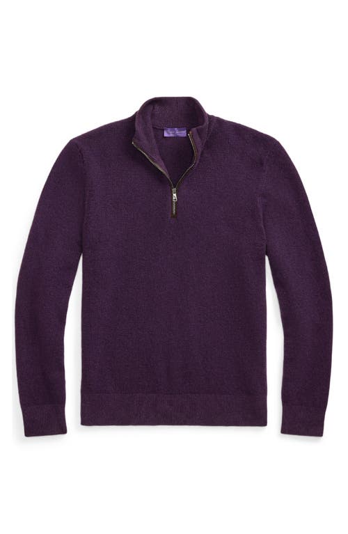 Shop Ralph Lauren Purple Label Cashmere Bird's Eye Half Zip Sweater In Manor Purple Multi