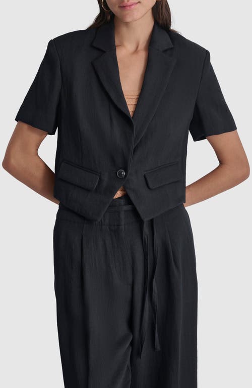 Short Sleeve Crop Blazer in Black