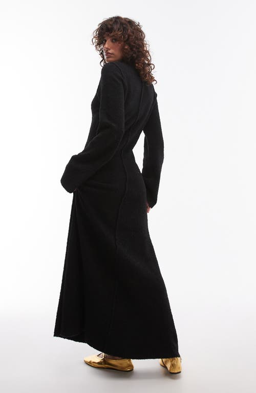 Shop Topshop Bouclé Long Sleeve Maxi Dress In Black