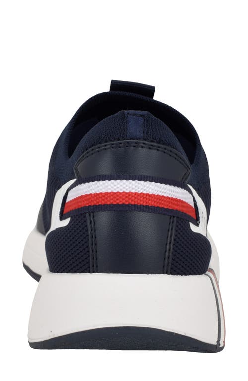 Tommy Hilfiger Twarosa Womens Two Tone Manmade Slip-on Sneakers In Dark Blue