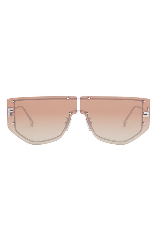Fendi First Rectangular Sunglasses In Shiny Palladium G