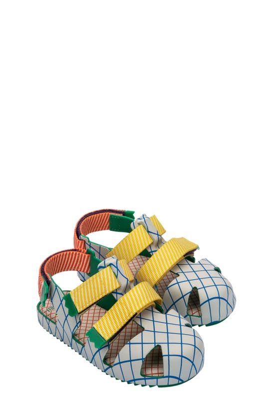 Melissa Kids' Girl's Cage Pattern Grip-strap Sandals, Baby/toddlers In Green/beige