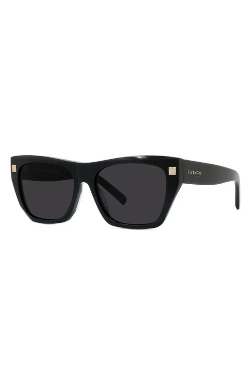 Shop Givenchy Gvday 55mm Square Sunglasses In Shiny Black/smoke