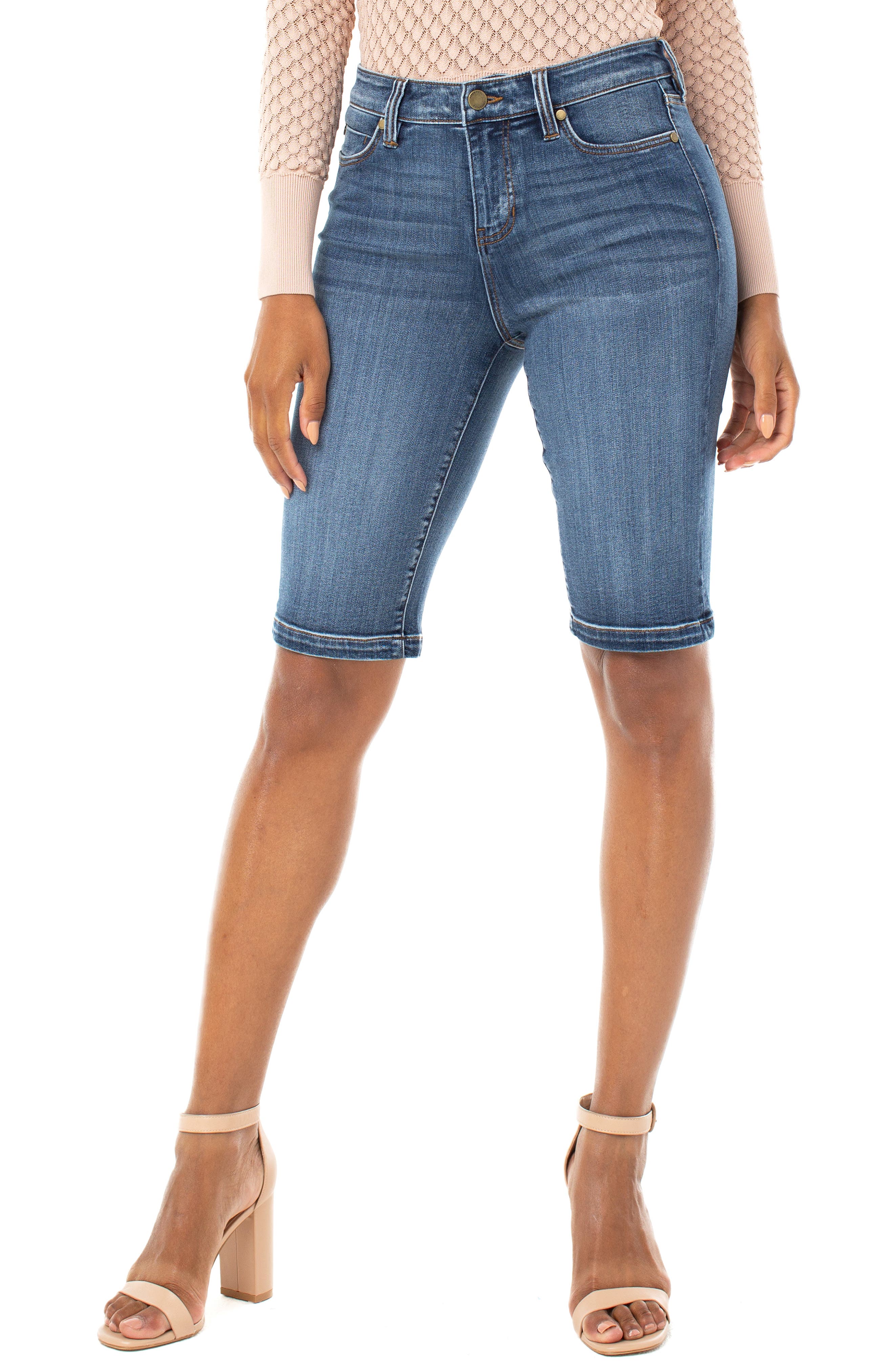 slimming denim shorts