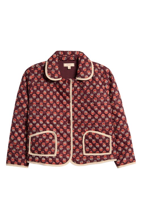 Walking on Sunshine Kids' Peter Pan Collar Quilted Jacket in Brick Red 