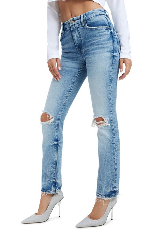 GOOD AMERICAN GOOD AMERICAN GOOD ICON HIGH WAIST STRAIGHT LEG JEANS