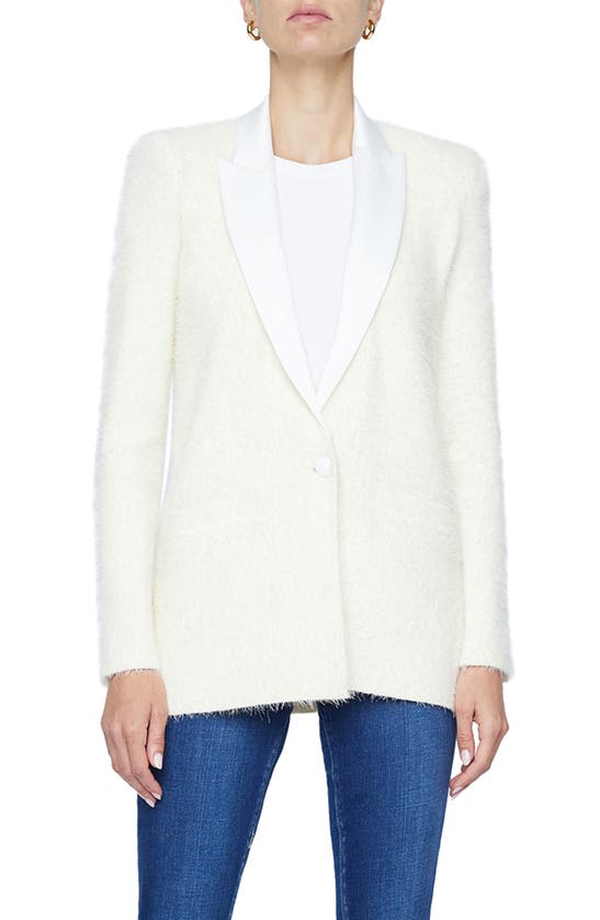 Shop L Agence Baileigh Mixed Media Blazer In Ivory