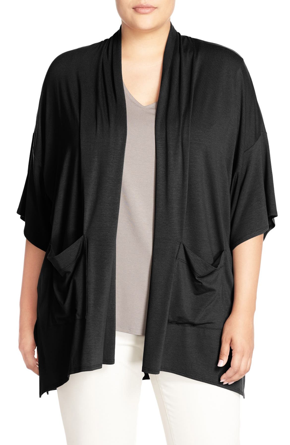 Eileen Fisher Lightweight Jersey Kimono Jacket (Plus Size) | Nordstrom