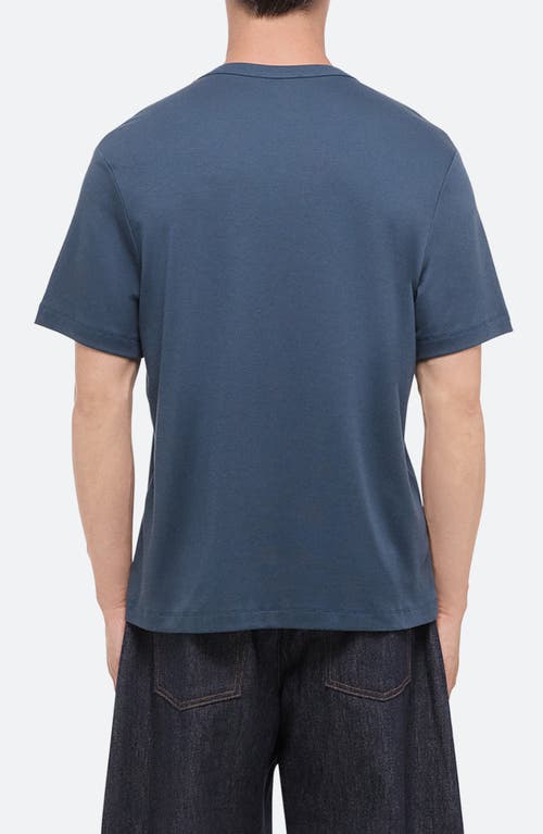 Shop Helmut Lang Tonal Embroidered Logo T-shirt In Deep Sea