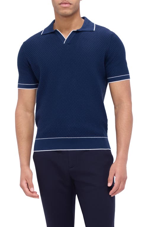 Shop Bugatchi Tipped Johnny Collar Polo In Navy