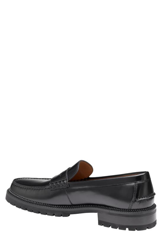 Shop Johnston & Murphy Donnell Penny Loafer In Black Brush-off Leather