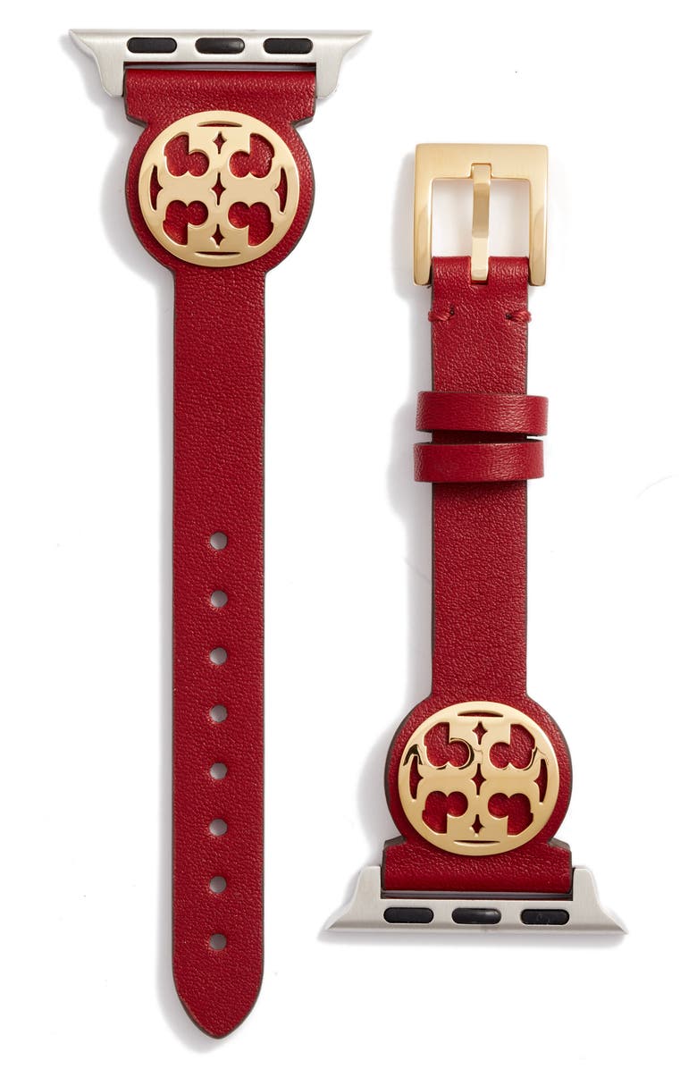 Tory Burch Miller Leather 11mm Apple Watch® Watchband | Nordstrom