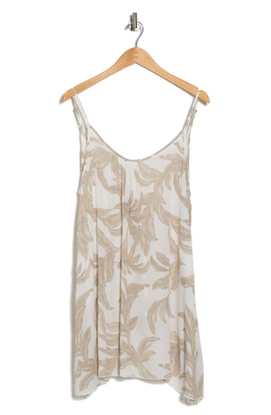 Elan Printed Cover-up In Cream Taupe Mono Leaf