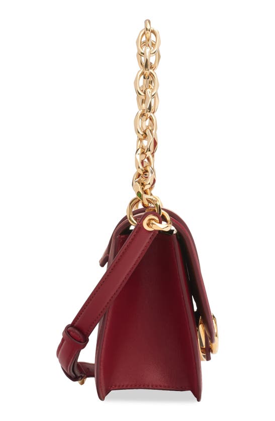 Shop Valentino Small Vlogo Leather Shoulder Bag In Deep Scarlet