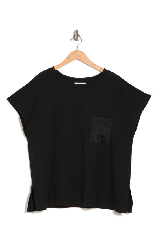 Nordstrom Rack Satin Pocket T-shirt In Black