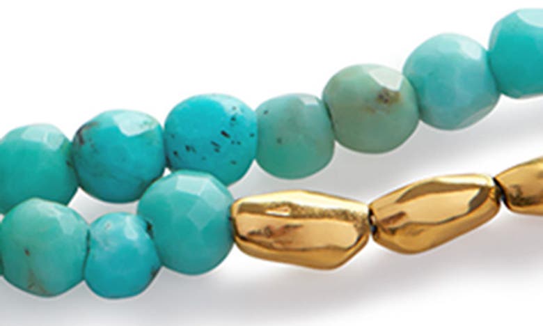 Shop Monica Vinader Mini Nugget Layered Stone Bracelet In 18ct Gold Vermeil / Turquoise
