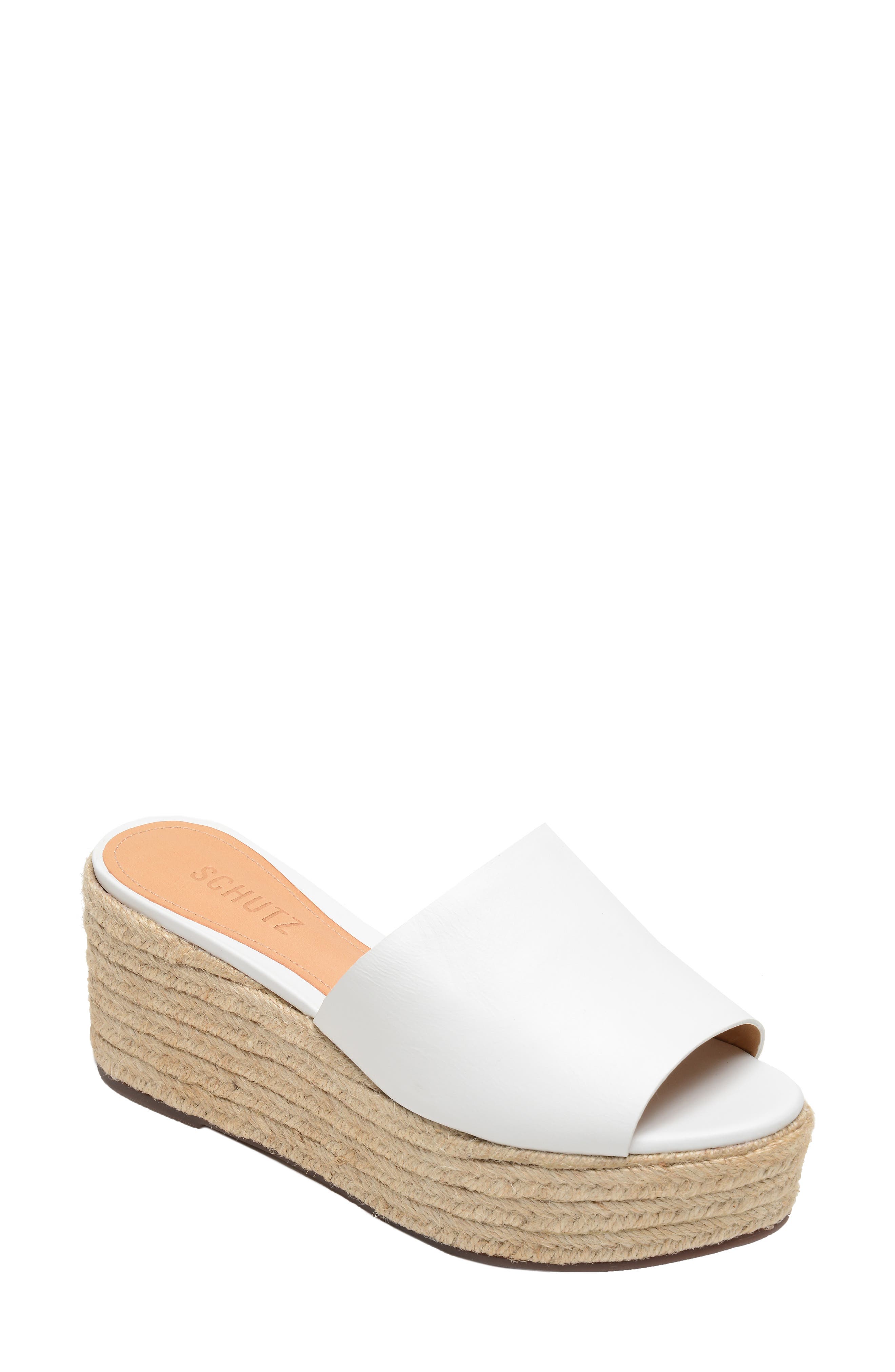 Schutz Thalia Platform Wedge Slide Sandal- White