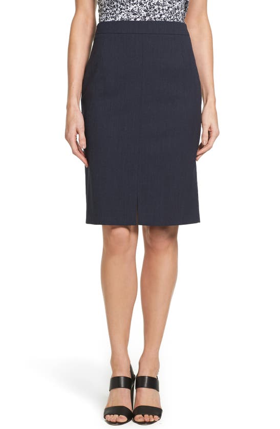 Hugo Boss Valesana Stretch Wool Pencil Skirt In Navy