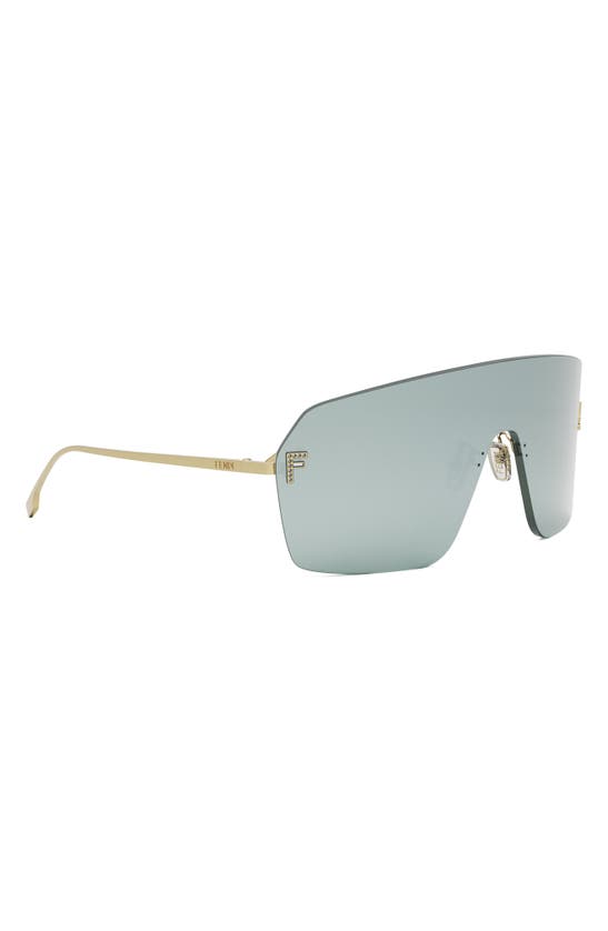 Shop Fendi The  First Rectangular Shield Sunglasses In Solid Blue / Silver Flash