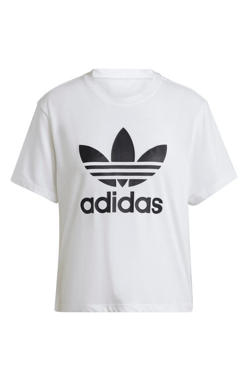 Adidas Originals Adicolor Trefoil Boxy Graphic T-shirt In White