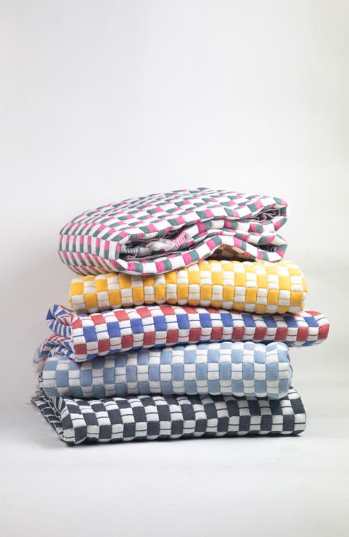 ARCHIVE NEW YORK ARCHIVE NEW YORK SUZANI QUILTED HANDWOVEN CHECKERED COTTON THROW BLANKET 