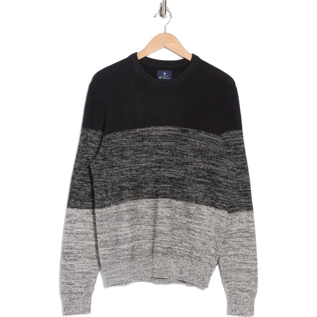 Ben Sherman Space Dye Crewneck Sweater In Black