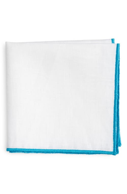 Solid Linen Pocket Square in White