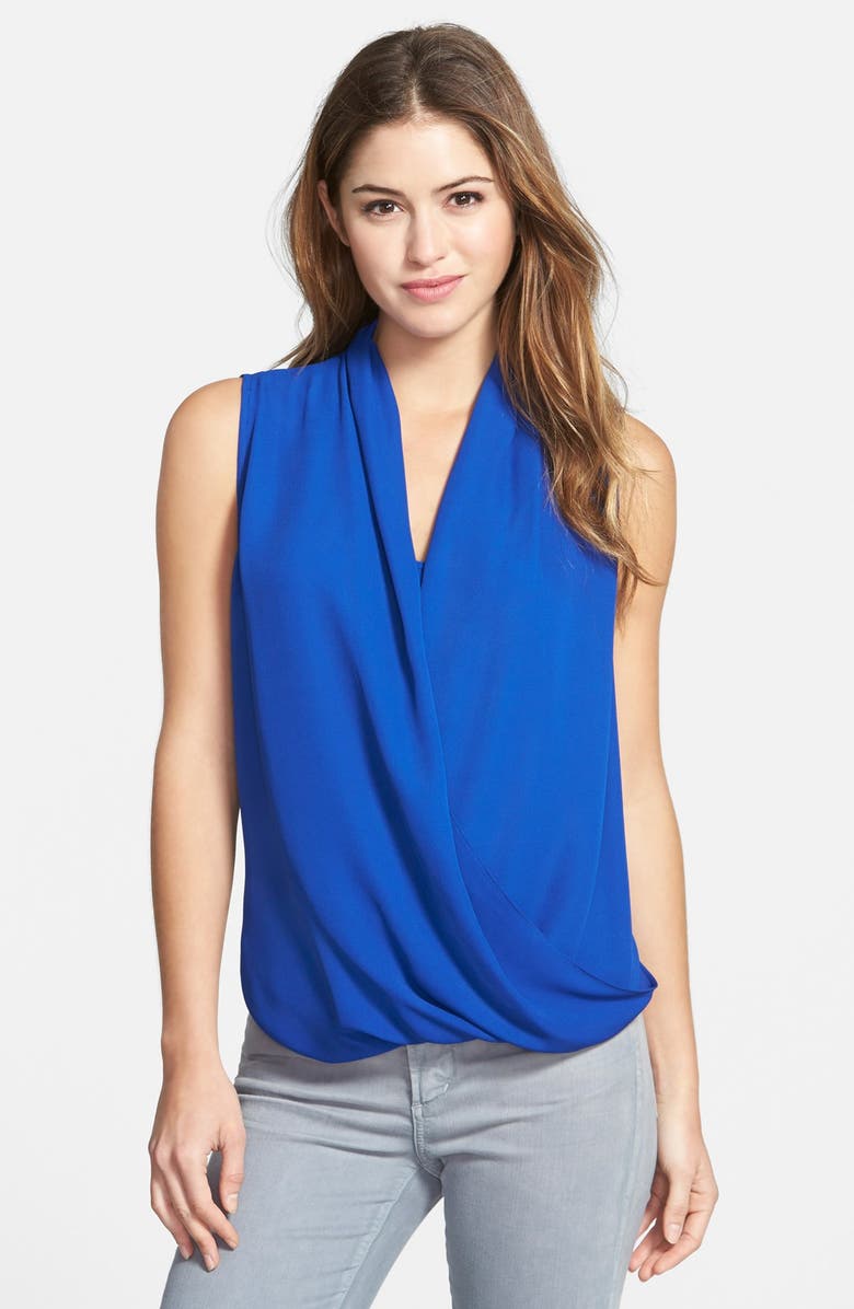 Vince Camuto Sleeveless Drape Front Shirttail Blouse | Nordstrom